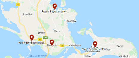 Find Stege Begravelsesforretninger på Google Map