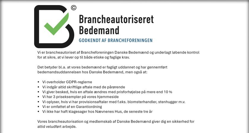 Brancheautoriseret bedemand